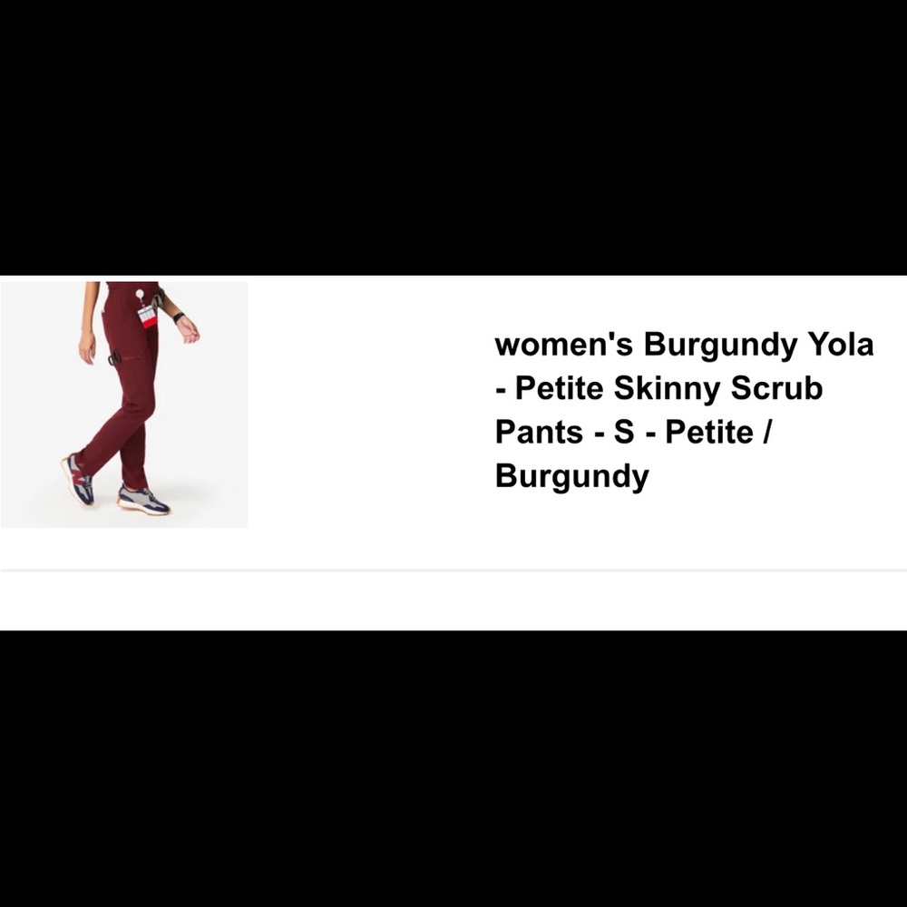 Womens Burgundy Yola- Petite Skinny Scrub Pants